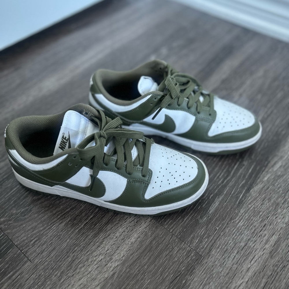 Nike Olive and White Low-Top Sneakers